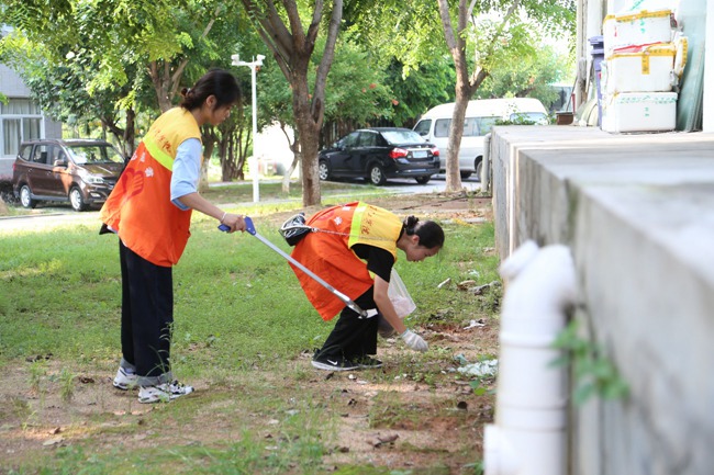 師生齊動手，美化校園扮靚城市。林小蔚攝