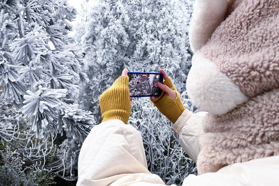 泉州德化九仙山風景區,雪景吸引游客紛紛前往打卡。郭弘恆攝