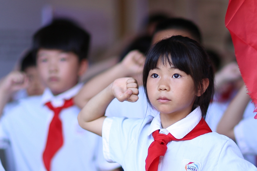 福州市晋安区实验小学新队员参加入队教育活动。福州市晋安区实验小学供图.jpg