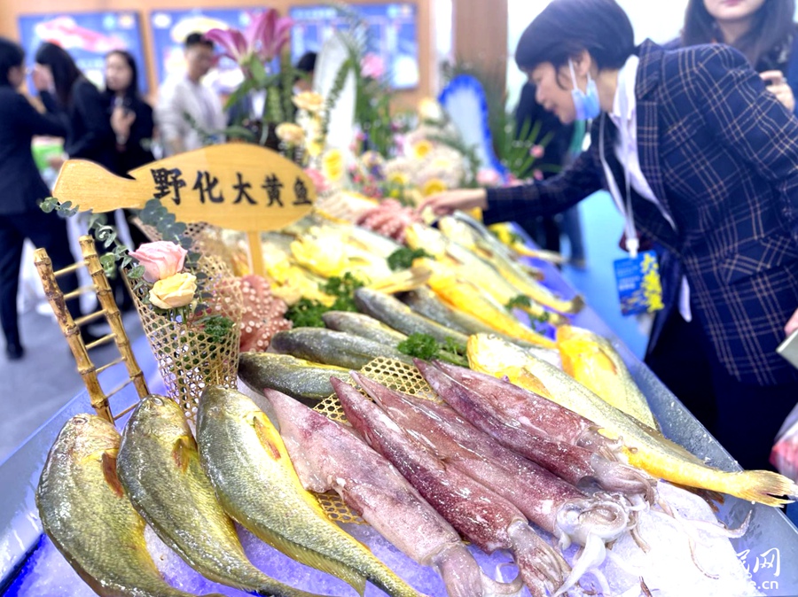 展示展销会上，市民正在挑选野生大黄鱼。人民网记者 陈蓝燕摄