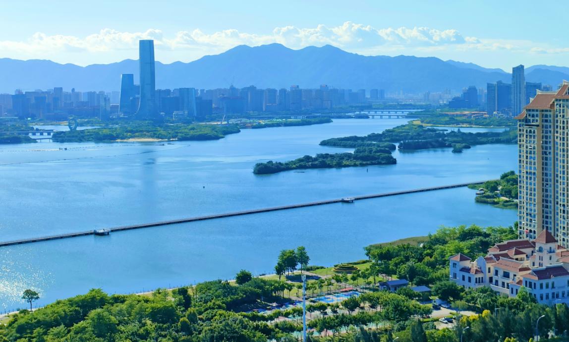横跨海湾的杏林湾海上自行车道。人民网记者 陈博摄