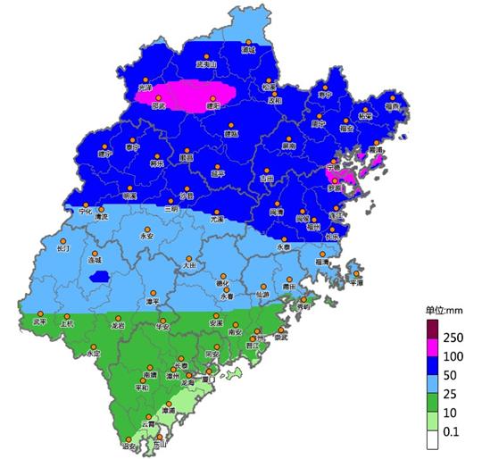 6月13日08时-14日08时降水预报。图片来源：福建气象