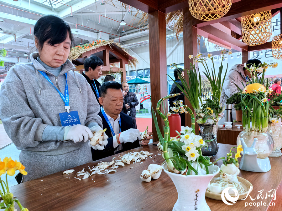 漳州水仙花雕刻技艺。人民网 苏海森摄