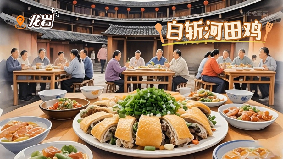 AI生图·龙岩白斩河田鸡