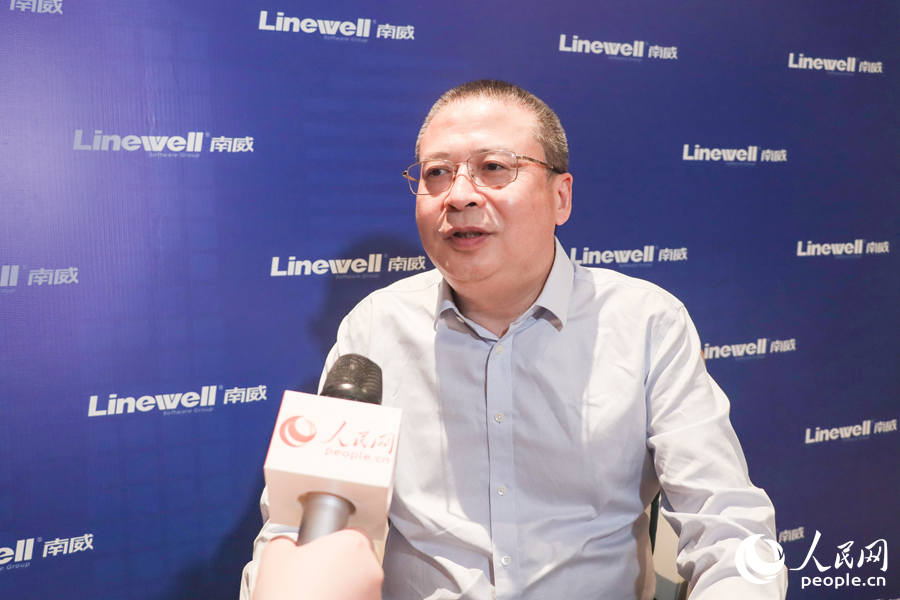 南威软件集团太极数智总经理周海涛。实习生 高可欣摄