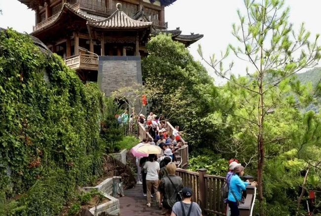 参观绿树环抱的康养基地