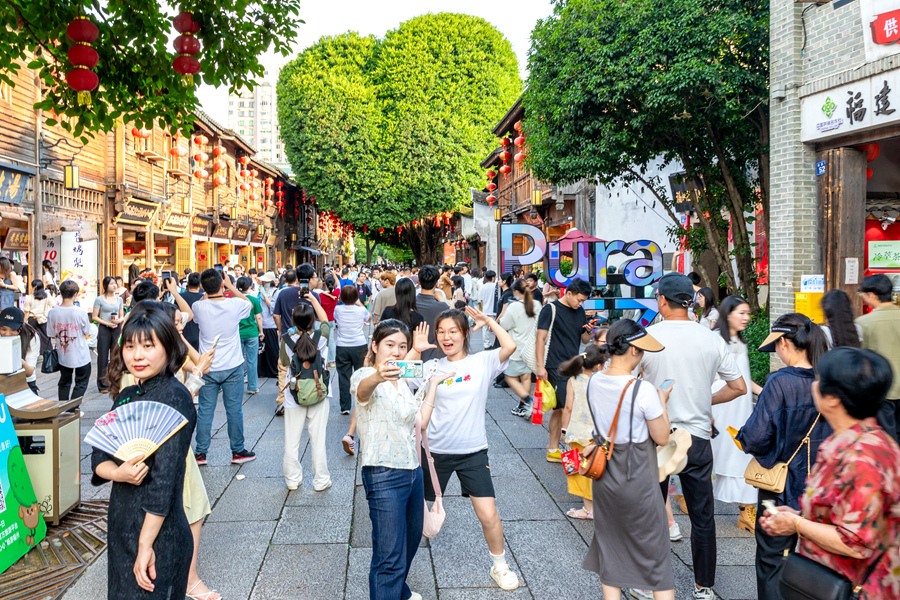 三坊七巷的網紅“愛心樹”是福州的熱門打卡點。康磊攝
