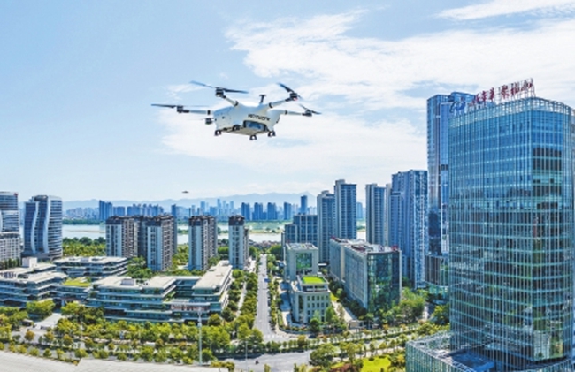福建省首条城市无人机物流航线在福州高新区开通。记者 林双伟摄