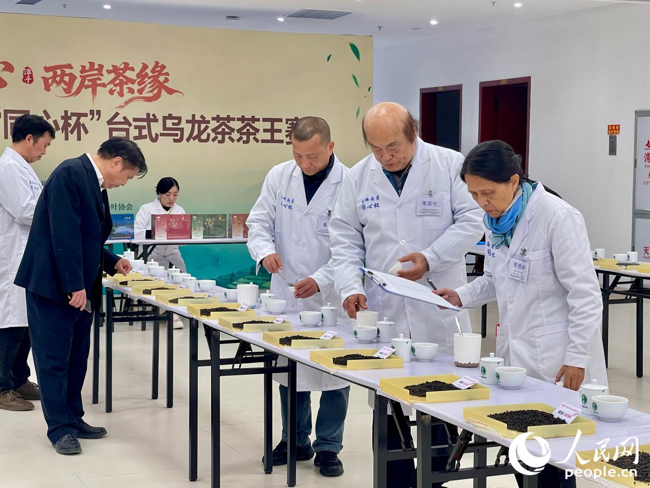 审评室内茶香氤氲，专家们仔细闻香、观色、品味、查看叶底。人民网 谢星宇摄