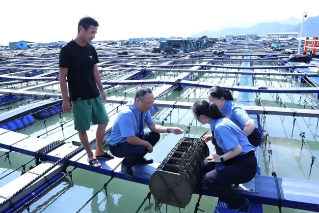 辦理涉海案件時,檢察工作人員現場了解情況。羅源縣檢察院供圖