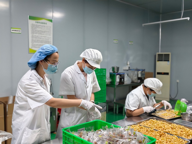 工人在余甘標准化生產車間作業