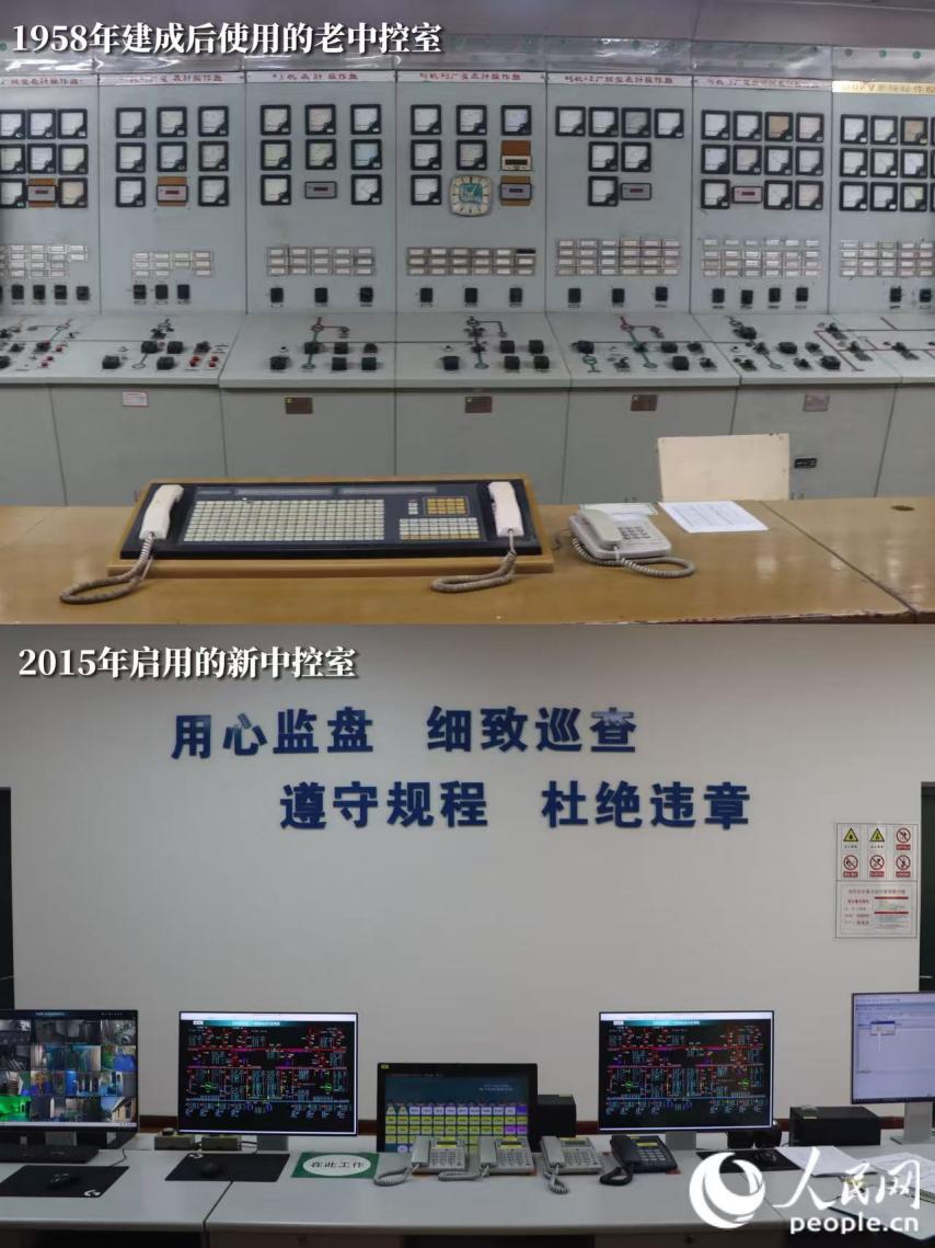新旧中控室对比图。人民网 林铭贤摄