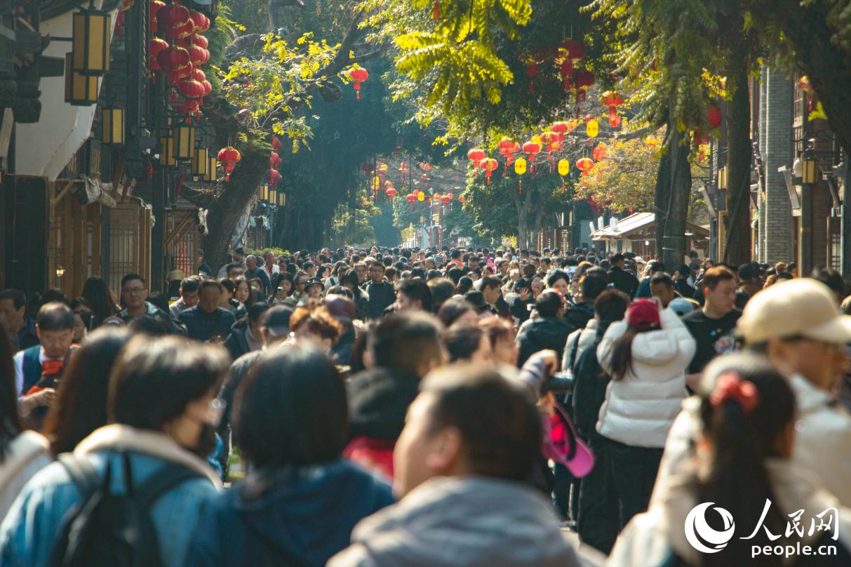 人山人海間，一派歡歡喜喜過大年的熱鬧勁兒扑面而來。人民網 林銘賢攝