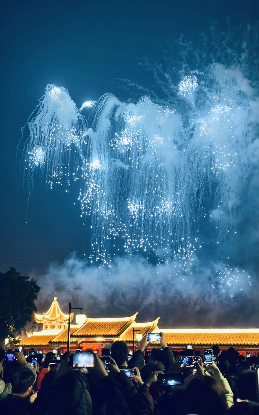煙花秀現場。蔡海蓉攝