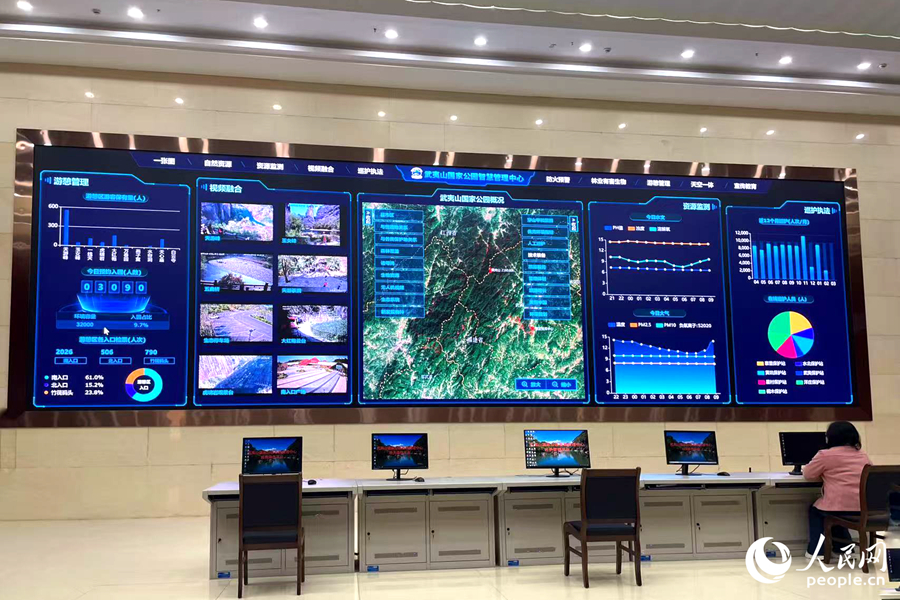 武夷山国家公园智慧管理平台上各项信息一目了然。人民网记者 林盈摄