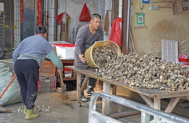 海鲜收购铺生意红火