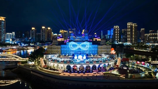 夜色下的中洲岛。图片来源：醉美仓山