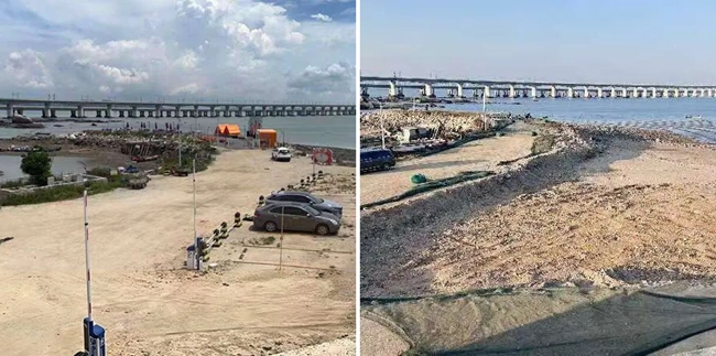石湖码头附近泉州湾北侧海域问题图斑整改前后对比