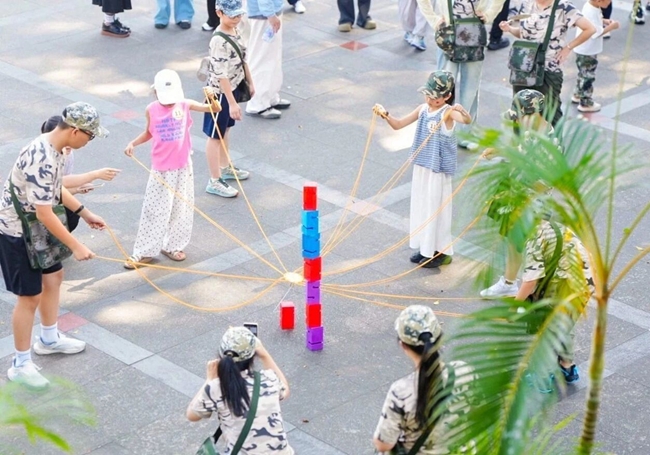 培元中学点位团队协作游戏现场